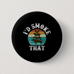 Funny Retro Bbq Party Smoker Chef Dad Gifts - I'd  6 Cm Round Badge