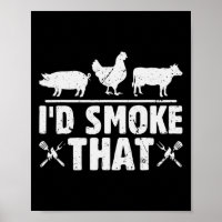 Funny Retro Bbq Party Smoker Chef Dad I'd Smoke Th