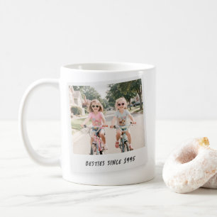 Funny Retro Best Friends Besties Custom 2 Photo Coffee Mug