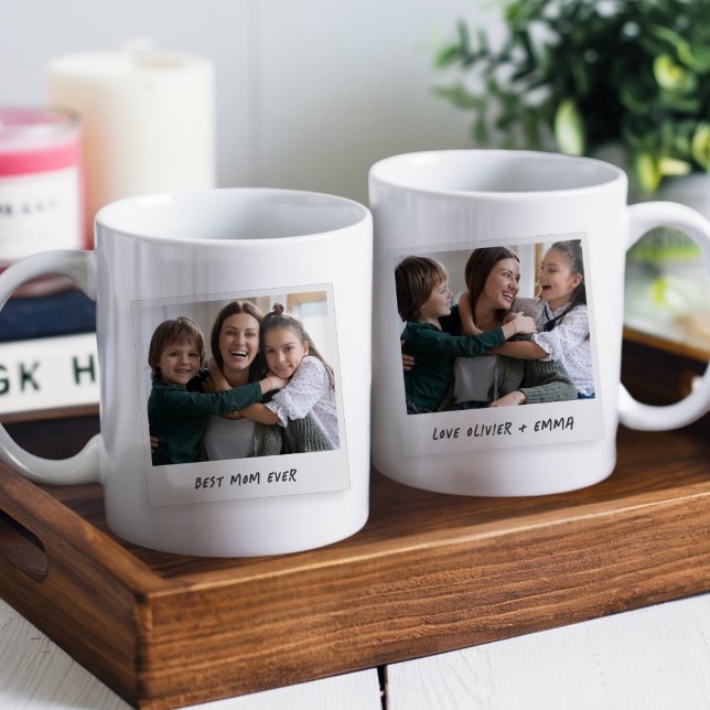 Funny Retro Best Mum Ever Custom 2 Photo  Coffee Mug (Creator Uploaded)