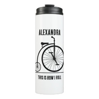 Funny Retro bicycle personalised for cyclist Thermal Tumbler