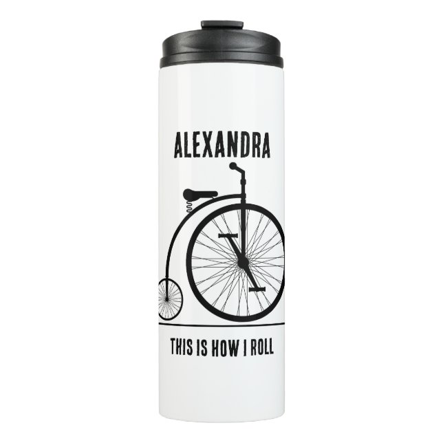 Funny Retro bicycle personalised for cyclist Thermal Tumbler (Front)