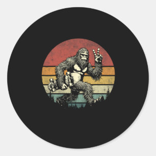 Funny Retro Bigfoot Skater Vintage Sasquatch Skate Classic Round Sticker