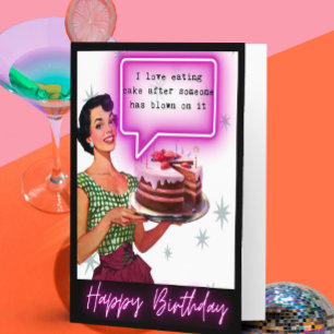 Funny Retro Birthday Card Best Friend-Sassy -Blow