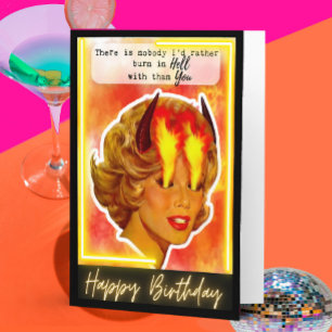 Funny Retro Birthday Card Best Friend-Sassy - Burn