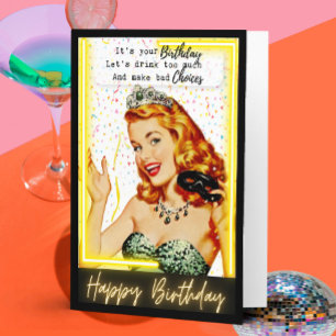 Funny Retro Birthday Card Best Friend-Sassy-Choice