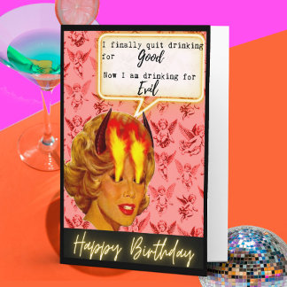 Funny Retro Birthday Card Best Friend - Sassy Evil