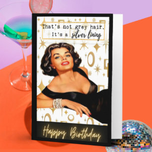 Funny Retro Birthday Card Best Friend-Sassy-Silver