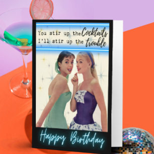 Funny Retro Birthday Card Best Friend-Sassy-Stir