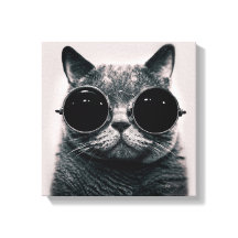 Funny Retro Black Cat with Dark Sunglasses