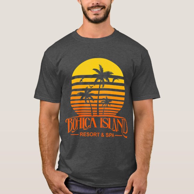 Funny Retro Bohica Island Resort And Spa Veteran T-Shirt (Front)
