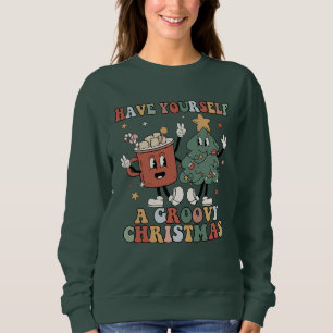 Funny Retro Boho Have Yourself a Groovy Christmas Sweatshirt