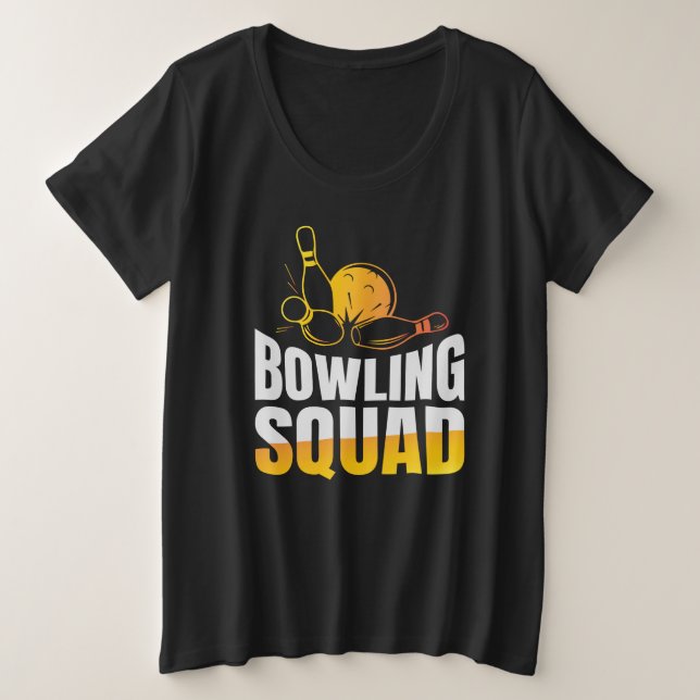 Funny Retro Bowling Squad Team Women's Plus Size T-Shirt (Design Front)