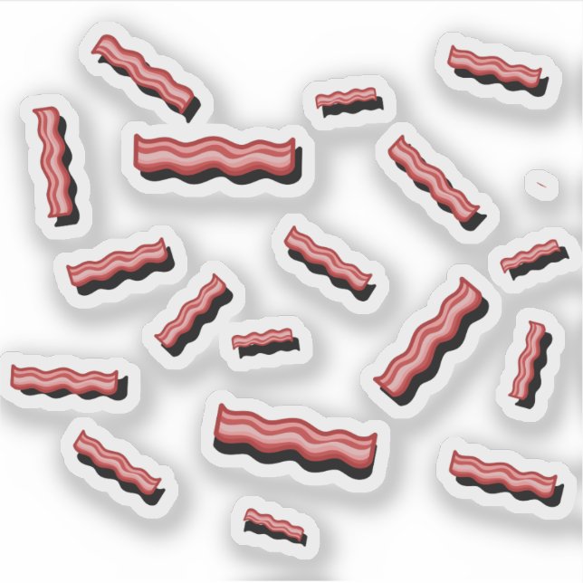Funny Retro Cartoon Bacon Slices Vector Pattern (Front)