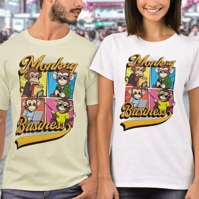 Funny Retro Cartoon Monkey Comic Book Typography T-Shirt (Creator Uploaded)