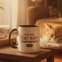Funny Retro Cat Nap Championships Humour Novely