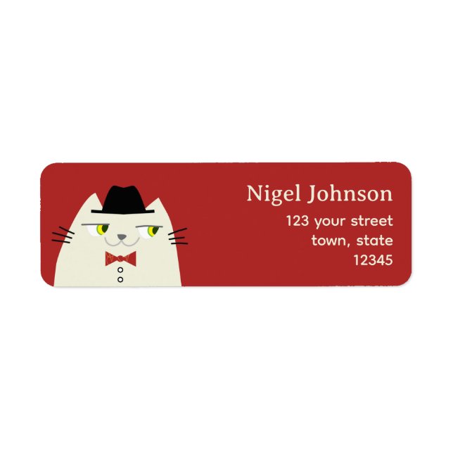 Funny Retro Cat Return Address Label (Front)