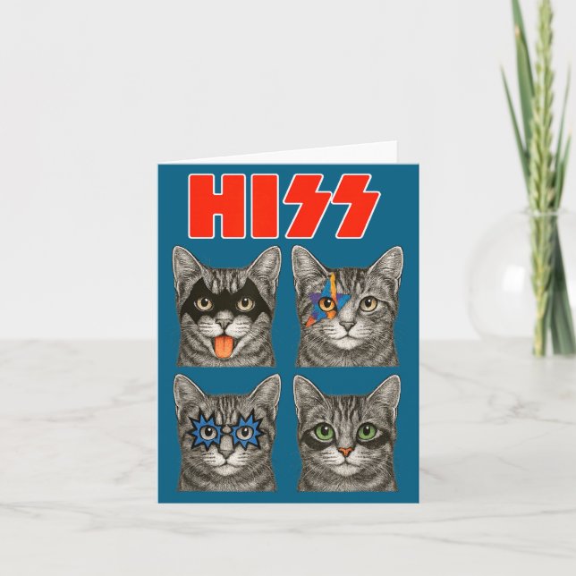 Funny Retro Cat Rock Music Concert Card (Front)