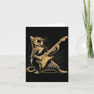 Funny Retro Cat Rock Music Men Kids Women Matching Card