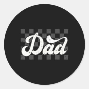 Funny Retro Chequered Dad Fathers Day Vintage Fami Classic Round Sticker