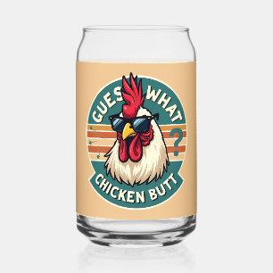  Funny Retro Chicken Butt Joke Design Can Glass