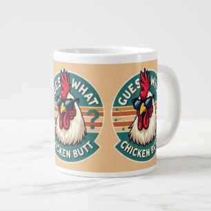  Funny Retro Chicken Butt Joke Design Large Coffee Mug