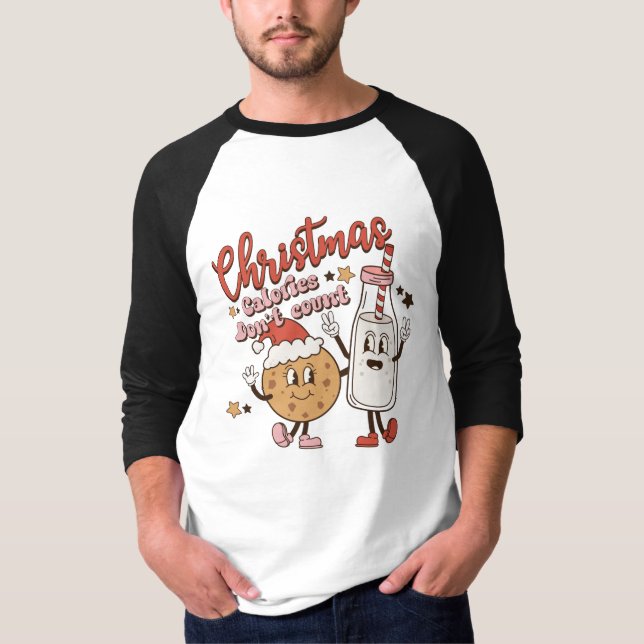 Funny Retro Christmas calories don't count T-Shirt (Front)
