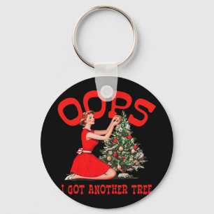 Funny Retro Christmas Oops I Got Another Tree  Key Ring