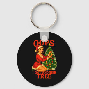 Funny Retro Christmas Oops I Got Another Tree Key Ring