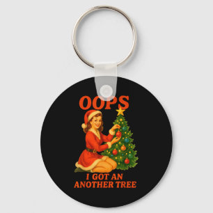Funny Retro Christmas Oops I Got Another Tree  Key Ring