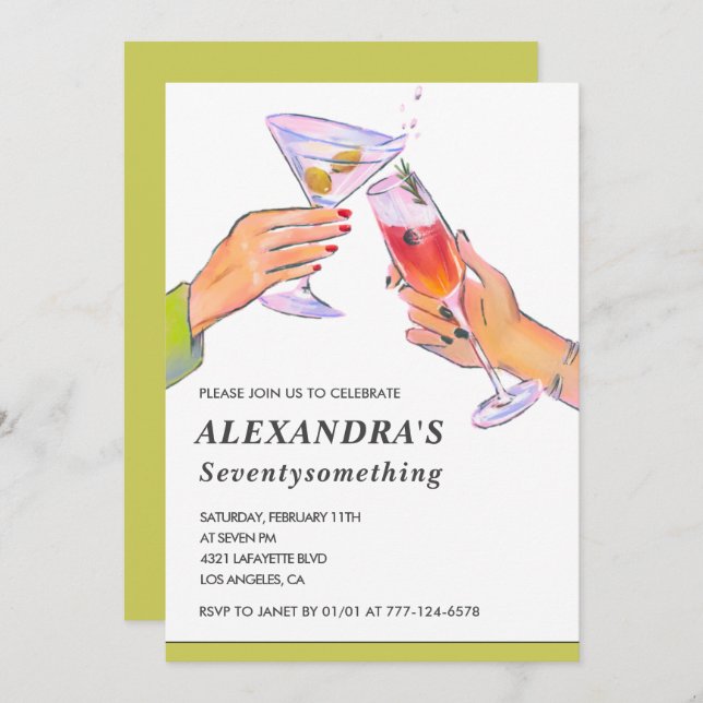 Funny Retro Cocktail 78th birthday Party Invitation (Front/Back)