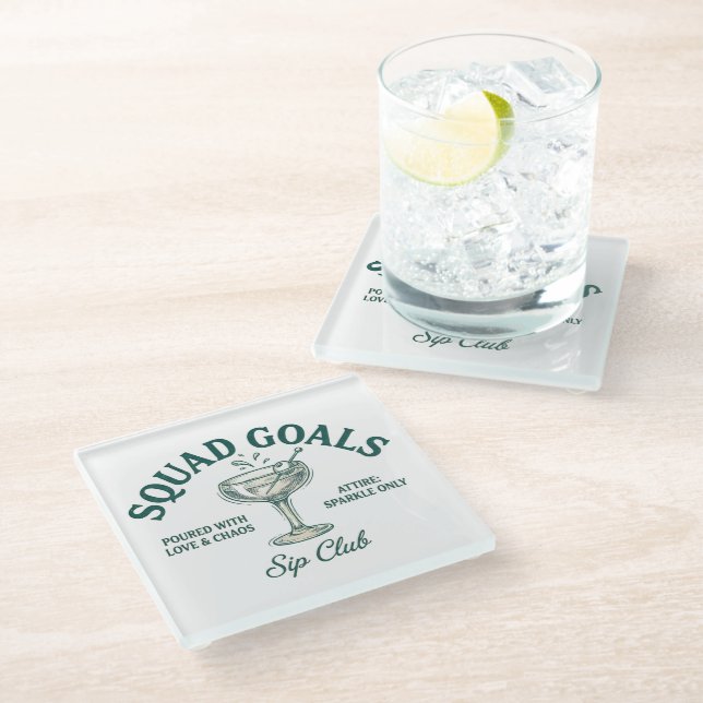 Funny Retro Cocktail Party Design Glass Coaster (Angled)
