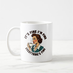 Funny Retro Coffee Chaos Everything's Fine Tee Mug