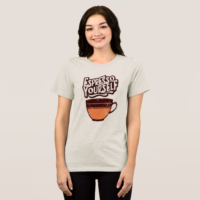 Funny Retro Coffee Quote T-Shirt  Tri-Blend Shirt (Front Full)