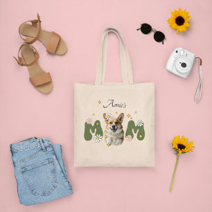 Funny retro cute Corgi puppy dog mama back-front Tote Bag