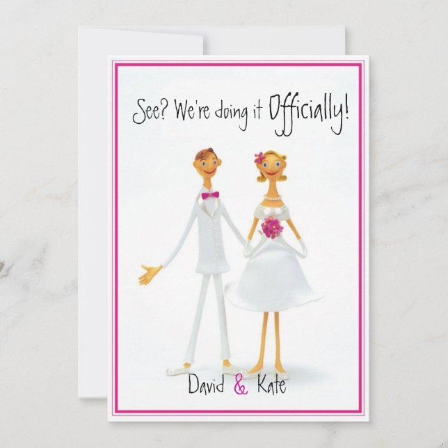 Funny Retro Cute Humourous Wedding Invitation (Front)