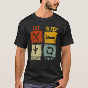 Funny Retro Design For Men Women Eat Sleep Mahjong T-Shirt