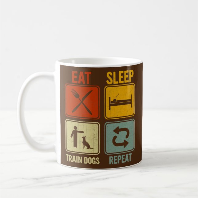 Funny Retro Design For Men Women Eat Sleep Train Coffee Mug (Left)