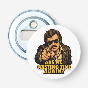 Funny Retro Detective  Wasting Time Office Meme Bottle Opener