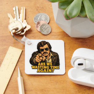 Funny Retro Detective Wasting Time Office Meme Key Ring