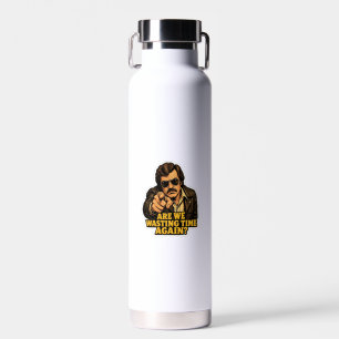 Funny Retro Detective  Wasting Time Office Meme Water Bottle