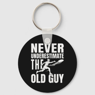 Funny Retro Disc Golf Dad Joke Never Underestimate Key Ring