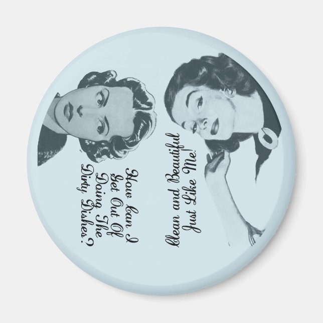 Funny Retro Dishwasher Clean Dirty Reversible Magnet (Front)