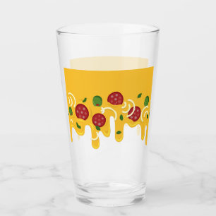 Funny Retro Dripping Pizza Cheese Keto Party Glass