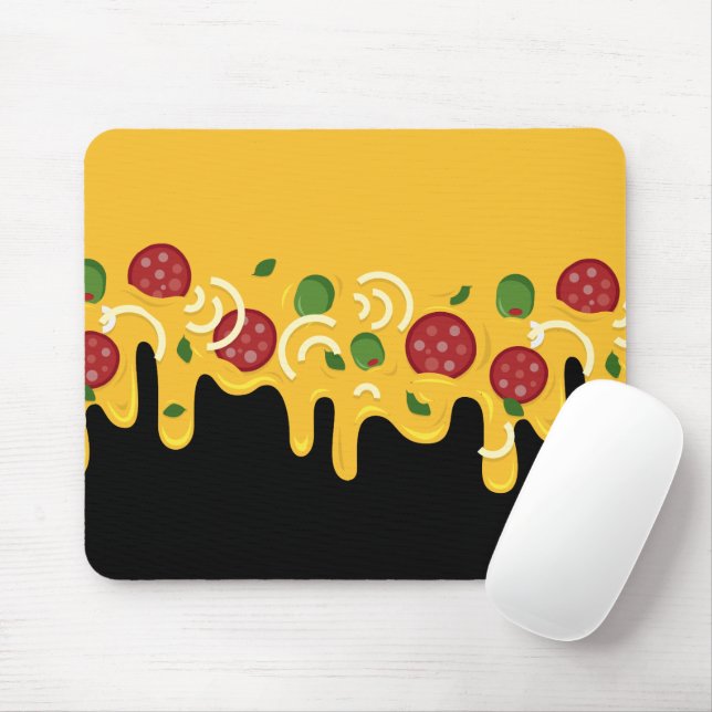 Funny Retro Dripping Pizza Cheese Keto Party Mouse Pad (With Mouse)