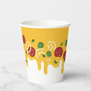 Funny Retro Dripping Pizza Cheese Keto Party Paper Cups