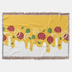 Funny Retro Dripping Pizza Cheese Keto Party Throw Blanket