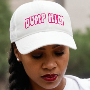 Funny Retro Dump Him Breakup Divorce White & Pink Trucker Hat