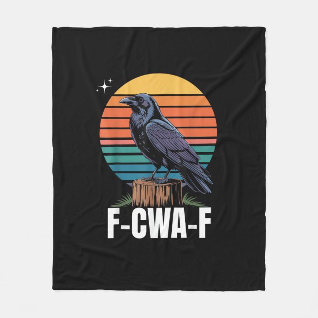 Funny Retro F-Caw-F Bird Crow Crow Bird  Fleece Blanket (Front)