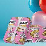 Funny Retro Feminist Pop Art Anti Patriarchy Pink Wrapping Paper<br><div class="desc">Let's Take Down the Patriarchy pink wrapping paper. Cute retro pop art feminism design for a strong pro choice woman voting for female leadership in our country. Stand up for women's rights and female empowerment with this cool political humour cartoon that features a pretty blonde leader planning a women's march...</div>